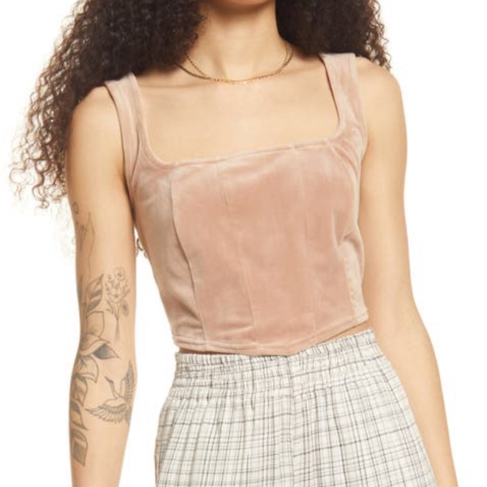 BP Nordstrom Corset Stretch Velvet Tank M